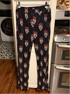 Dressed In Lala Women's Plisse High Waist Lined Tiger Print Camp Y2K Pants
